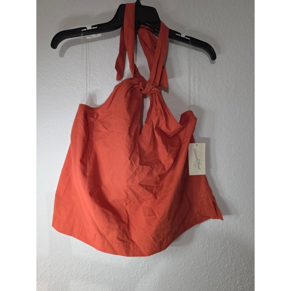 Universal Thread Tops - Universal Thread Womens Rust Orange Halter Keyhole Tie Neck Cotton Blend Top XL